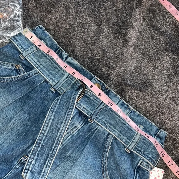 FREE PEOPLE SHORTS LIVIN BLUE WE THE FREE FRAYED w BELT SMALL SEE YOU SOMETIME - Picture 8 of 16